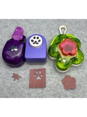 Set of 3 Scrapbooking Paper Punches with Flower & Paw Design